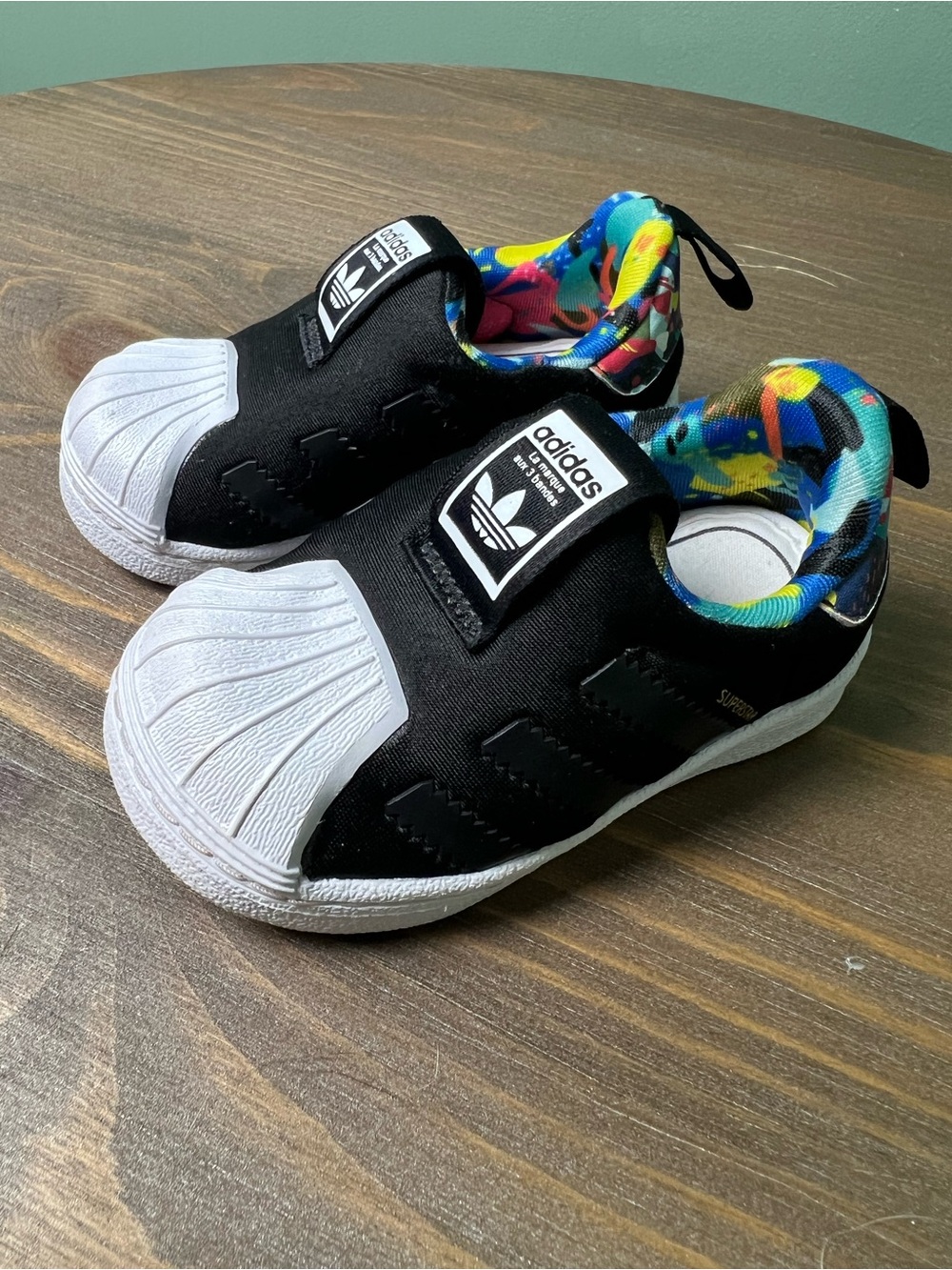 Adidas Superstar 360 Black White Slip On Toddler Shoes Size 5K Fitfoam Ortholite - Picture 4 of 9